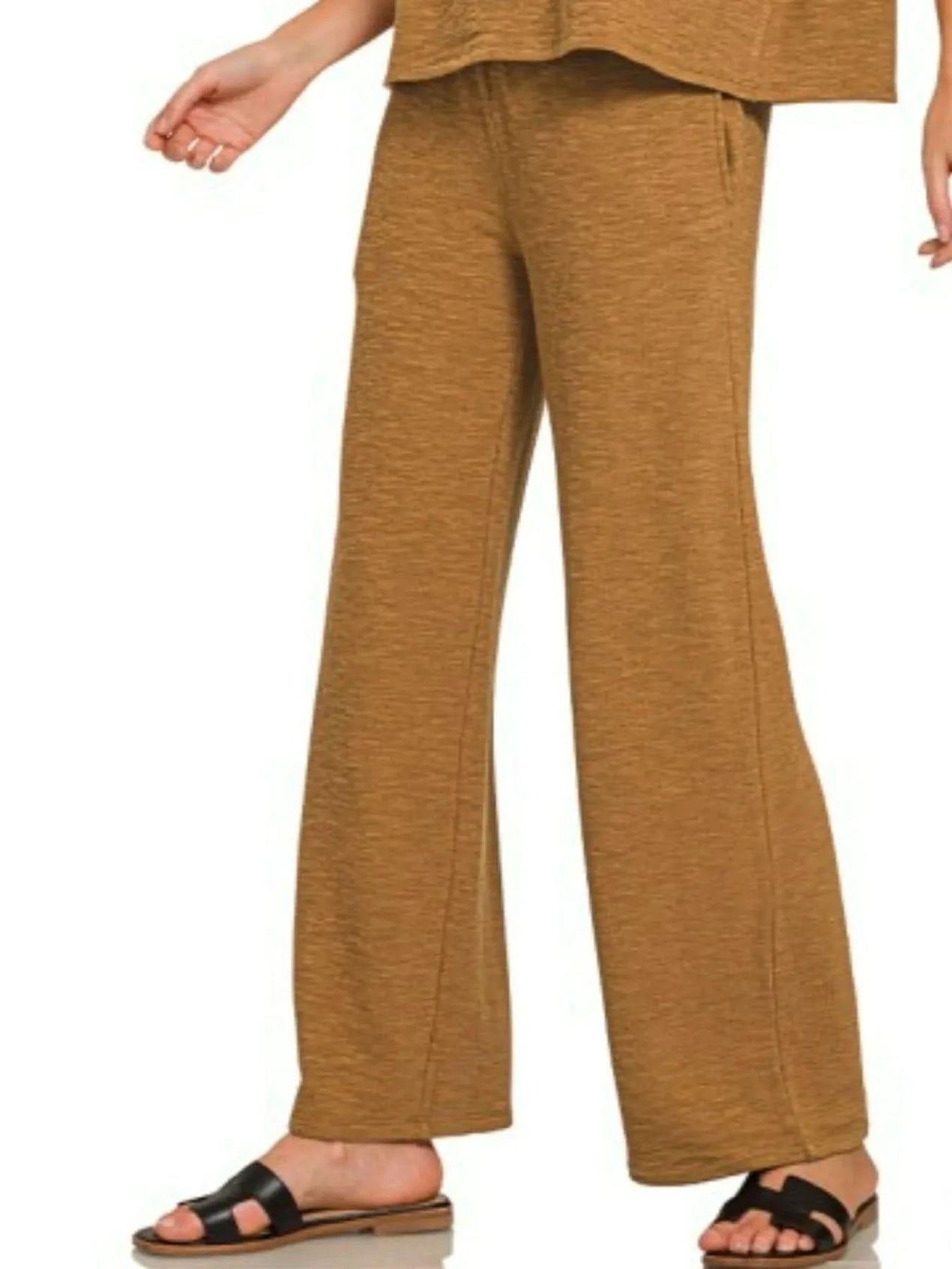 Zenana Slub Short Sleeve T-Shirt and Pants Set - SwagglyLife Home & Fashion